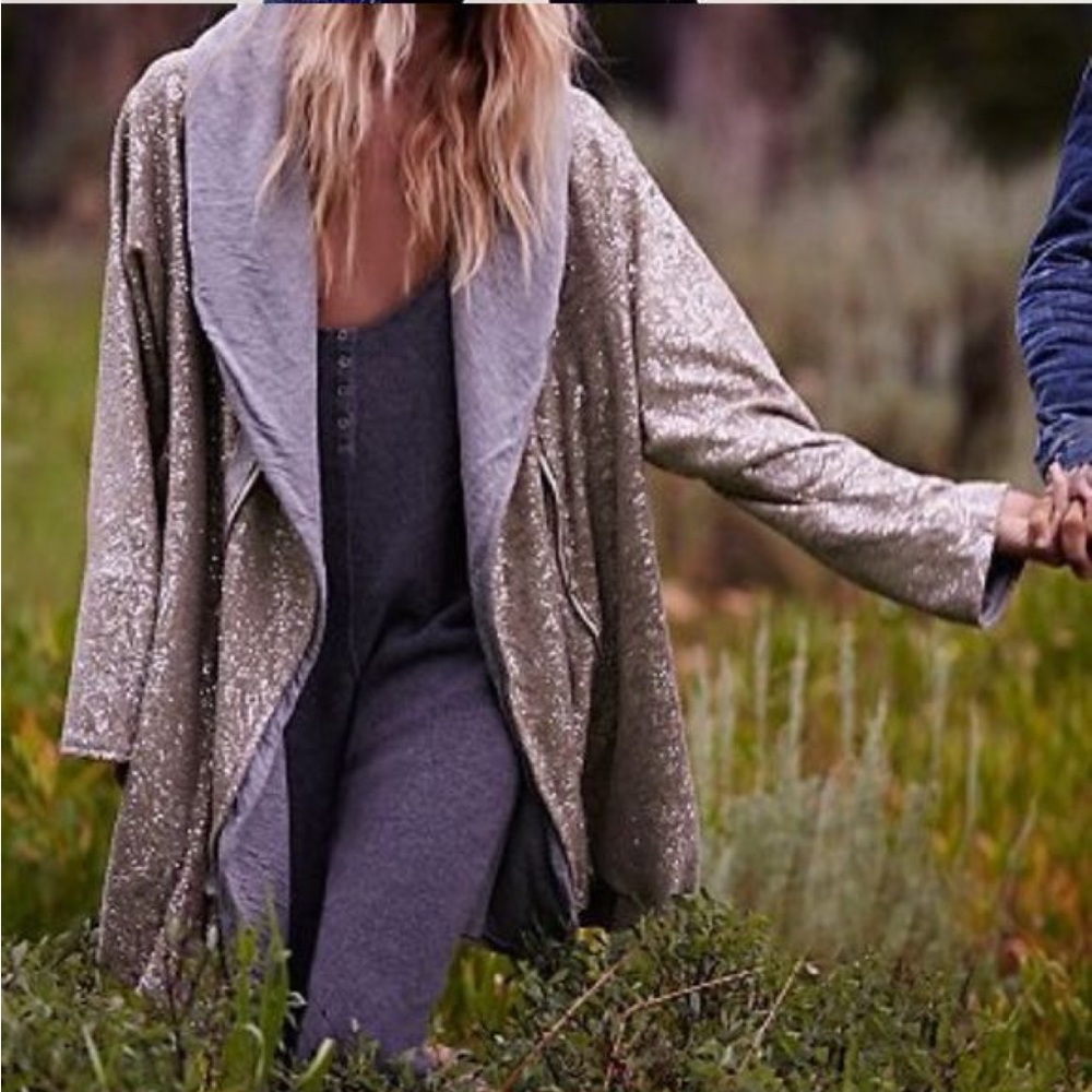 RARE free people lovely lurxe swing hooded jacket